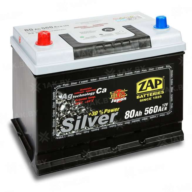 Аккумулятор ZAP SILVER (80 Ah) 560 A, 12 V Прямая, L+ D26 ZAP-580 72 0