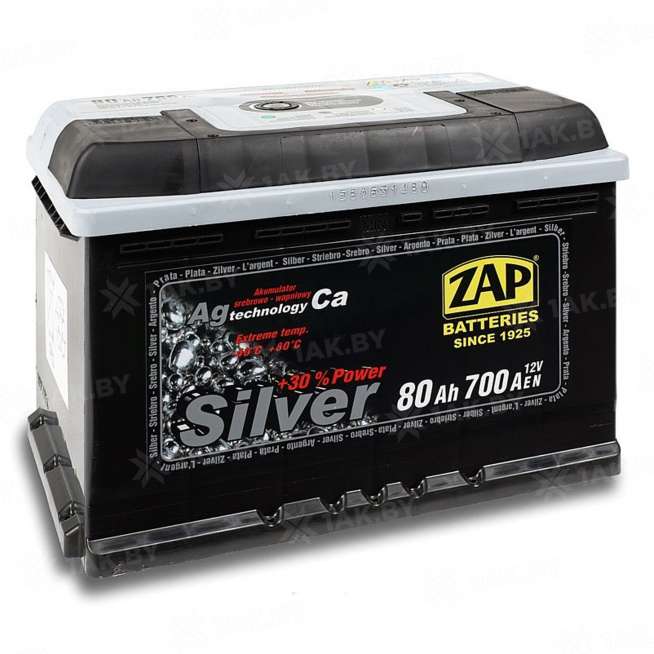 Аккумулятор ZAP SILVER (80 Ah) 700 A, 12 V Обратная, R+ L3 ZAP-580 25 0