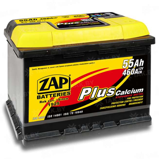 Аккумулятор ZAP PLUS (55 Ah) 460 A, 12 V Обратная, R+ L2 ZAP-555 59 0