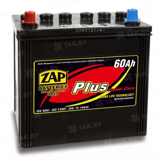 Аккумулятор ZAP PLUS (60 Ah) 390 A, 12 V Прямая, L+ D26 ZAP-560 49 0