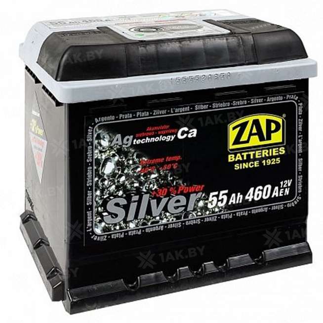 Аккумулятор ZAP SILVER (55 Ah) 460 A, 12 V Обратная, R+ L2 ZAP-555 27 0