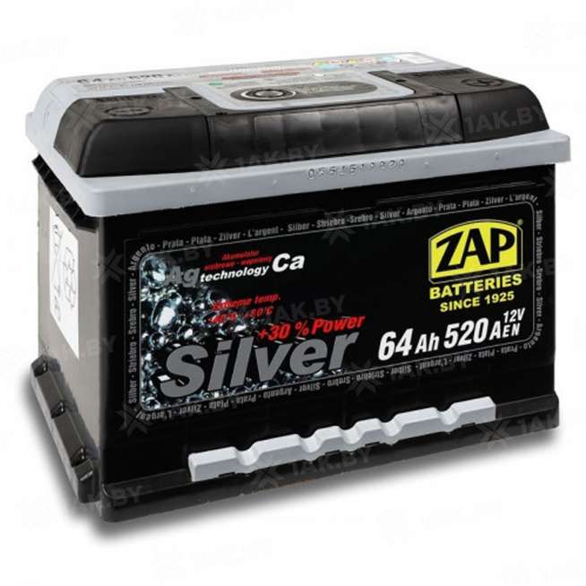 Аккумулятор ZAP SILVER (64 Ah) 520 A, 12 V Обратная, R+ LB2 ZAP-564 25 0