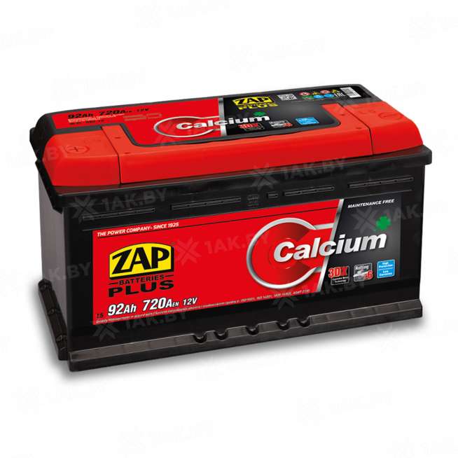 Аккумулятор ZAP PLUS (92 Ah) 720 A, 12 V Прямая, L+ L5 ZAP-592 21 0