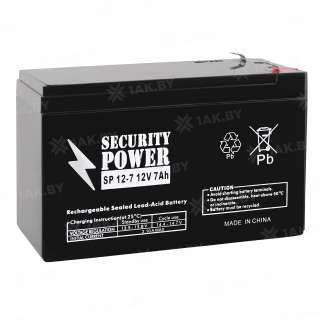 Аккумулятор SECURITY POWER для ИБП, детского электромобиля, эхолота (7 Ah,12 V) AGM 150x65x92 2 кг Аккумулятор SECURITY POWER для ИБП, детского электромобиля, эхолота (7 Ah,12 V) AGM 150x65x92 2 кг