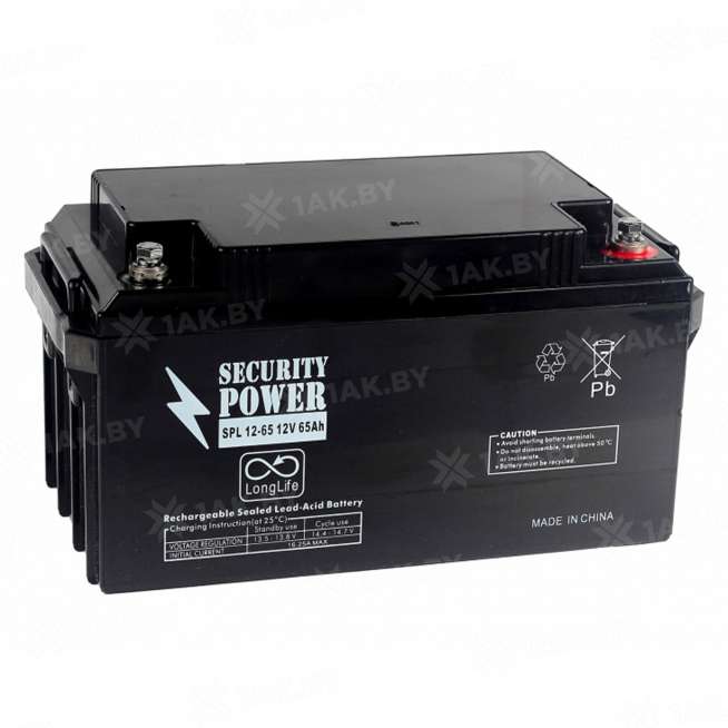 Аккумулятор SECURITY POWER для ИБП, детского электромобиля, эхолота (65 Ah,12 V) AGM 324x166x169 20.5 кг 0