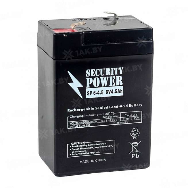 Аккумулятор SECURITY POWER для ИБП, детского электромобиля, эхолота (4.5 Ah,6 V) AGM 70x47x106 1.63 кг 0