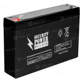 Аккумулятор SECURITY POWER для ИБП, детского электромобиля, эхолота (7.2 Ah,6 V) AGM 151x34x94 1.1 кг Аккумулятор SECURITY POWER для ИБП, детского электромобиля, эхолота (7.2 Ah,6 V) AGM 151x34x94 1.1 кг