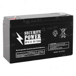 Аккумулятор SECURITY POWER для ИБП, детского электромобиля, эхолота (12 Ah,6 V) AGM 151x50x94 1.63 кг Аккумулятор SECURITY POWER для ИБП, детского электромобиля, эхолота (12 Ah,6 V) AGM 151x50x94 1.63 кг