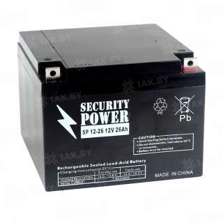 Аккумулятор SECURITY POWER для ИБП, детского электромобиля, эхолота (26 Ah,12 V) AGM 166x175x125 7.5 кг Аккумулятор SECURITY POWER для ИБП, детского электромобиля, эхолота (26 Ah,12 V) AGM 166x175x125 7.5 кг