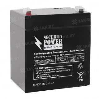 Аккумулятор SECURITY POWER для ИБП, детского электромобиля, эхолота (4.5 Ah,12 V) AGM 90x70x101 1.5 кг Аккумулятор SECURITY POWER для ИБП, детского электромобиля, эхолота (4.5 Ah,12 V) AGM 90x70x101 1.5 кг