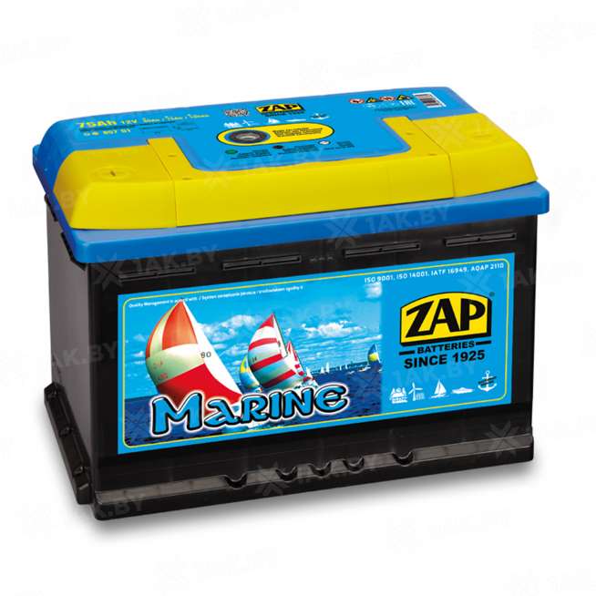 Аккумулятор ZAP MARINE (75 Ah,12 V) Ca/Ca 275x175x190 мм 0