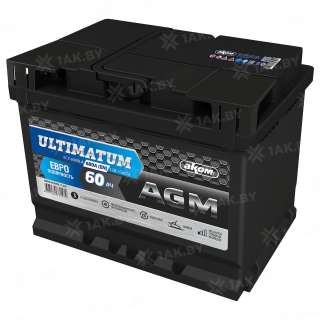 Аккумулятор ULTIMATUM AGM (60 Ah) 680 A, 12 V Обратная, R+ L2 Аккумулятор ULTIMATUM AGM (60 Ah) 680 A, 12 V Обратная, R+ L2