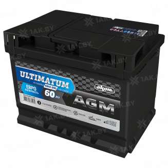 Аккумулятор ULTIMATUM AGM (60 Ah) 680 A, 12 V Обратная, R+ L2 0