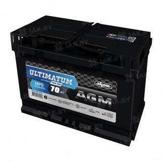 Аккумулятор ULTIMATUM AGM (70 Ah) 760 A, 12 V Обратная, R+ L3 Аккумулятор ULTIMATUM AGM (70 Ah) 760 A, 12 V Обратная, R+ L3