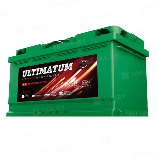 Аккумулятор ULTIMATUM Euro EFB 95 Ah, 850 A, 12 V Обратная, R+ L5 0