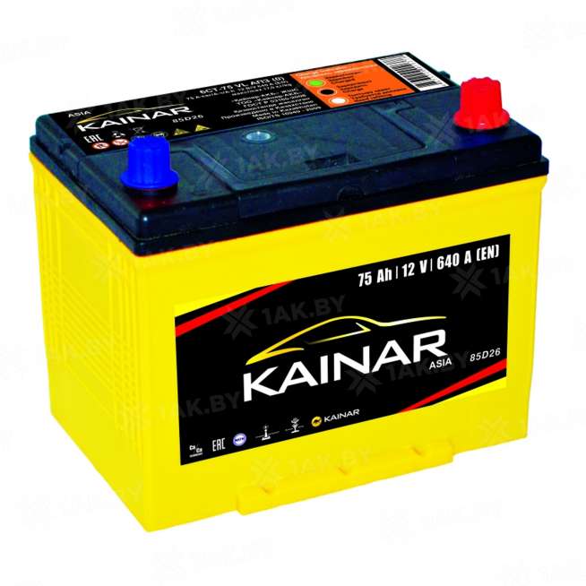 Аккумулятор KAINAR (75 Ah) 640 A, 12 V Обратная, R+ D26 0