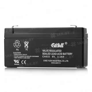 Аккумулятор CASIL для ИБП, детского электромобиля, эхолота (3.3 Ah,6 V) AGM 123x34x60 0.6 кг Аккумулятор CASIL для ИБП, детского электромобиля, эхолота (3.3 Ah,6 V) AGM 123x34x60 0.6 кг