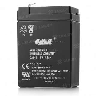 Аккумулятор CASIL для ИБП, детского электромобиля, эхолота (4.5 Ah,6 V) AGM 70x47x102 0.75 кг Аккумулятор CASIL для ИБП, детского электромобиля, эхолота (4.5 Ah,6 V) AGM 70x47x102 0.75 кг