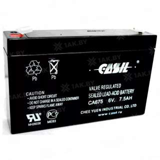 Аккумулятор CASIL для ИБП, детского электромобиля, эхолота (7.5 Ah,6 V) AGM 151x34x94 1.1 кг Аккумулятор CASIL для ИБП, детского электромобиля, эхолота (7.5 Ah,6 V) AGM 151x34x94 1.1 кг