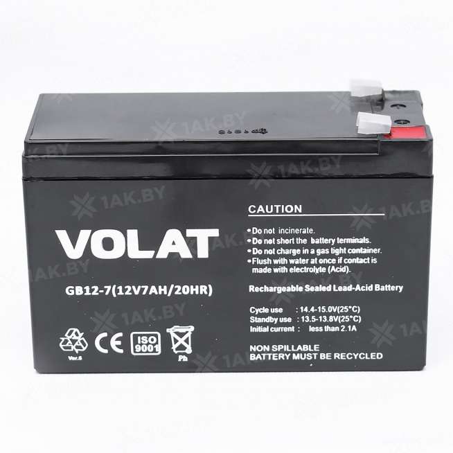 Аккумулятор VOLAT для ИБП, детского электромобиля, эхолота (7 Ah,12 V) AGM 150x65x100 2.05 кг 0