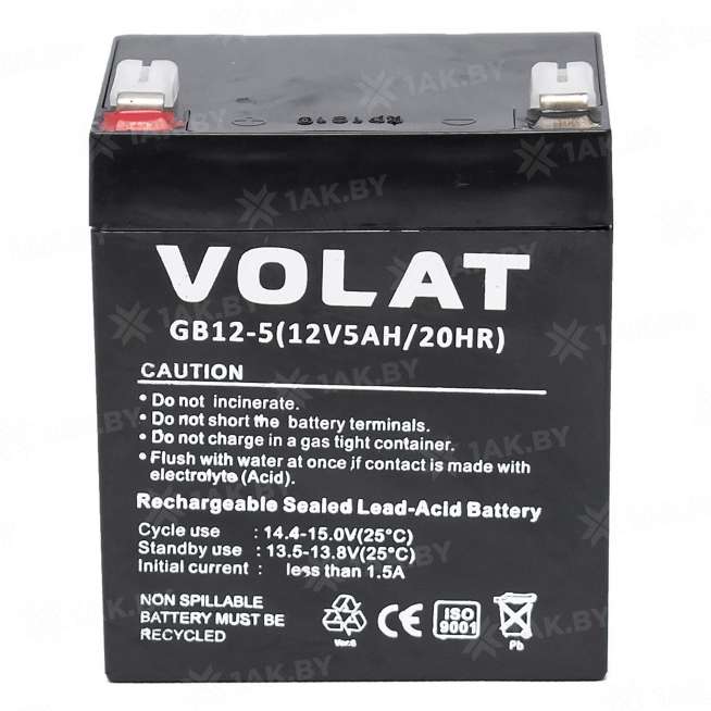 Аккумулятор VOLAT для ИБП, детского электромобиля, эхолота (5 Ah,12 V) AGM 90x70x101 1.55 кг 0