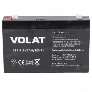 Аккумулятор VOLAT для ИБП, детского электромобиля, эхолота (7 Ah,6 V) AGM 151x33x100 1.1 кг Аккумулятор VOLAT для ИБП, детского электромобиля, эхолота (7 Ah,6 V) AGM 151x33x100 1.1 кг