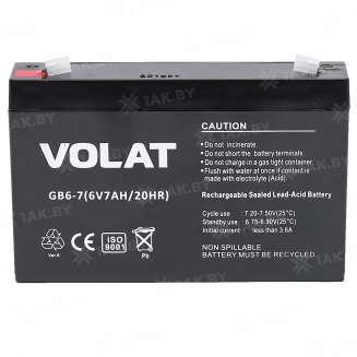 Аккумулятор VOLAT для ИБП, детского электромобиля, эхолота (7 Ah,6 V) AGM 151x33x100 1.1 кг 0