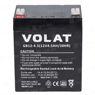 Аккумулятор VOLAT для ИБП, детского электромобиля, эхолота (4.5 Ah,12 V) AGM 90x70x101 1.53 кг 0