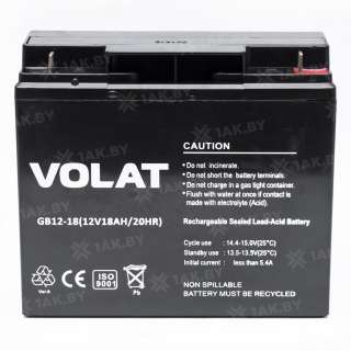 Аккумулятор VOLAT для ИБП, детского электромобиля, эхолота (18 Ah,12 V) AGM 181x77x167 5 кг Аккумулятор VOLAT для ИБП, детского электромобиля, эхолота (18 Ah,12 V) AGM 181x77x167 5 кг