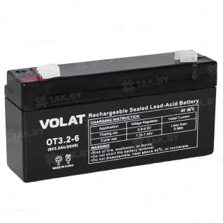 Аккумулятор VOLAT для ИБП, детского электромобиля, эхолота (3.2 Ah,6 V) AGM 125x33x60/66 0.66 кг Аккумулятор VOLAT для ИБП, детского электромобиля, эхолота (3.2 Ah,6 V) AGM 125x33x60/66 0.66 кг