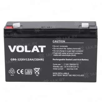 Аккумулятор VOLAT для ИБП, детского электромобиля, эхолота (12 Ah,6 V) AGM 151x50x100 1.8 кг 0