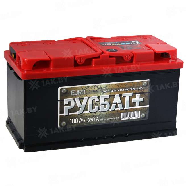 Аккумулятор Русбат плюс 6СТ (100 Ah) 830 A, 12 V Обратная, R+ L5 0