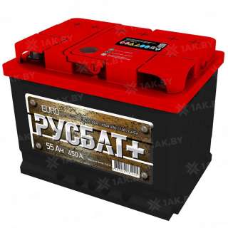 Аккумулятор Русбат плюс 6СТ (55 Ah) 450 A, 12 V Обратная, R+ L2 Аккумулятор Русбат плюс 6СТ (55 Ah) 450 A, 12 V Обратная, R+ L2