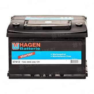 Аккумулятор HAGEN CП (74 Ah) 680 A, 12 V Прямая, L+ L3 57413 0