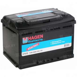 Аккумулятор HAGEN CП (74 Ah) 680 A, 12 V Обратная, R+ 0