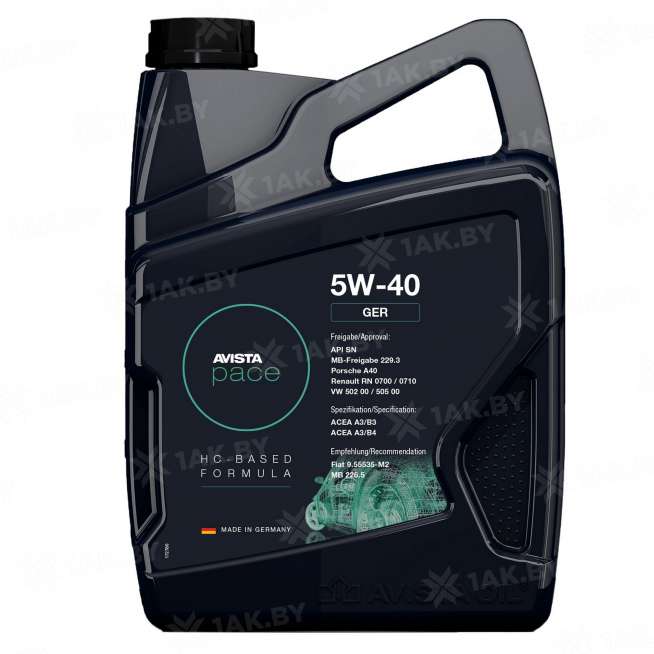 Масло моторное AVISTA PACE GER 5W-40, 5 л 0