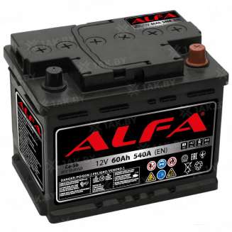 Аккумулятор ALFA (60 Ah) 540 A, 12 V Обратная, R+ L2 6СТ-60 А3 (0) 1