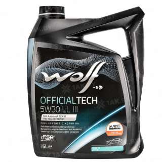 Масло моторное WOLF OFFICIALTECH 5W30 LL III 5л., Бельгия