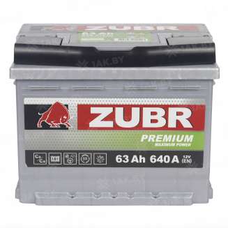 Аккумулятор ZUBR Premium (63 Ah) 640 A, 12 V Прямая, L+ 3