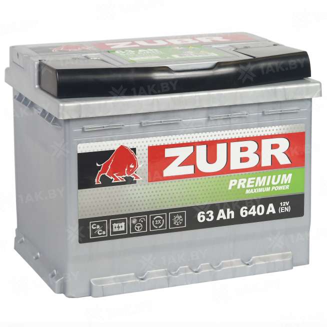 Аккумулятор Zubr Premium 63 Ah, 640 A, 12 V, Прямая полярность, L+, L2 4