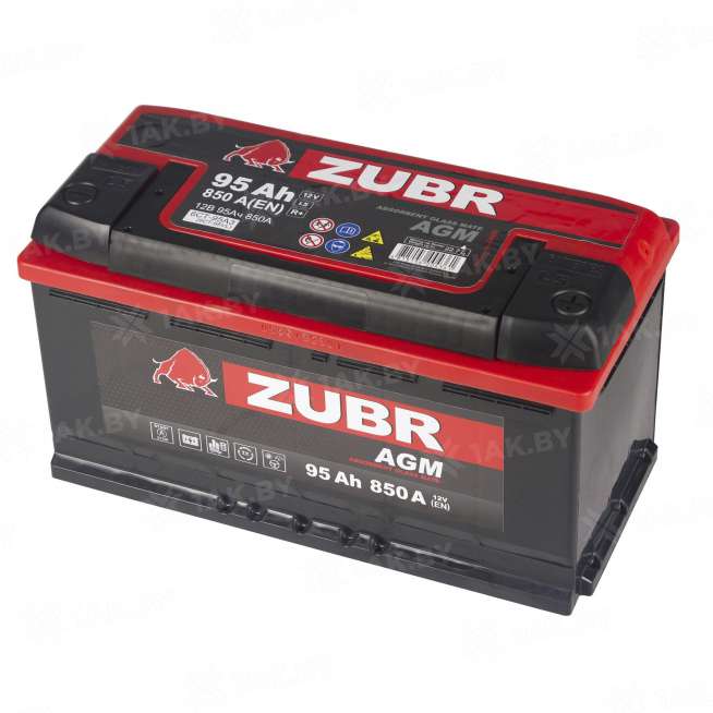 Аккумулятор Zubr AGM 95 Ah, 850 A, 12 V, Обратная полярность, R+, L5, польский 3