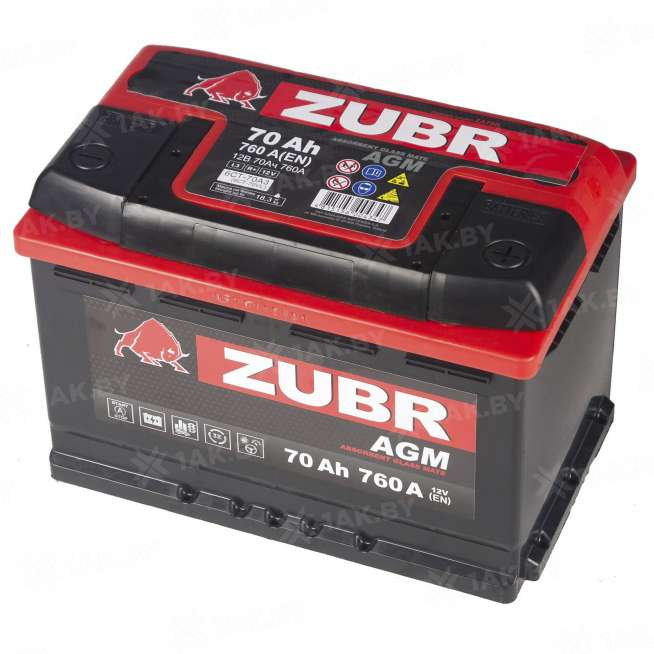 Аккумулятор ZUBR AGM (70 Ah) 760 A, 12 V Обратная, R+ L3 57002700 3