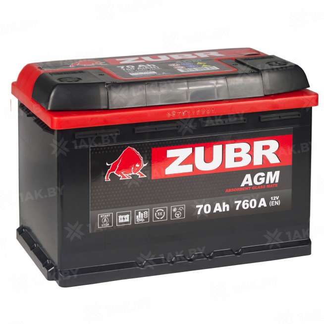 Аккумулятор ZUBR AGM (70 Ah) 760 A, 12 V Обратная, R+ L3 57002700 4