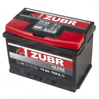 Аккумулятор ZUBR Ultra (75 Ah) 760 A, 12 V Обратная, R+ 5