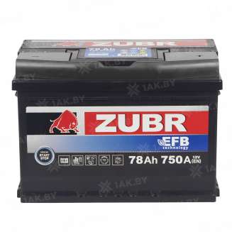 Аккумулятор ZUBR EFB (78 Ah) 750 A, 12 V Обратная, R+ 5