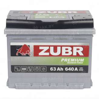Аккумулятор ZUBR Premium (63 Ah) 640 A, 12 V Обратная, R+ L2 ZU630P 3