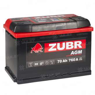 Аккумулятор ZUBR AGM (70 Ah) 760 A, 12 V Обратная, R+ 57002700 7