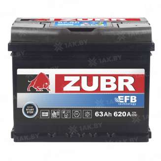 Аккумулятор ZUBR EFB (63 Ah) 620 A, 12 V Обратная, R+ L2 ZU630F 6