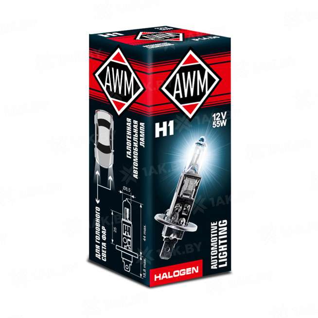 Лампа галогенная AWM H1 12V 55W (P14.5S), (ШК 0817527011521, Артикул 410300001), Страна пр-ва Китай 0