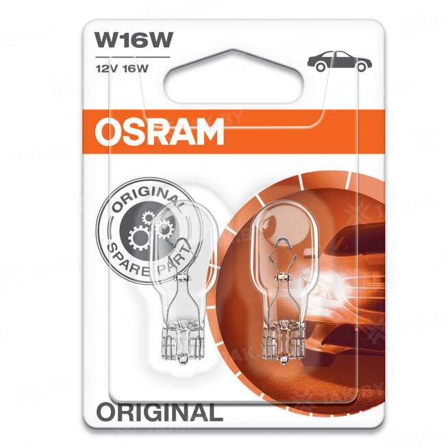 Лампа автомобильная 921-02B (W16W) 16W 12V W2.1X9.5D 10XBLI23C OSI OSRAM, Словакия (ШК:4008321349507 Артикул 921-02В), Страна пр-ва: Словакия 0